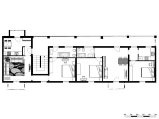 2d floor plan. Black&white floor plan.