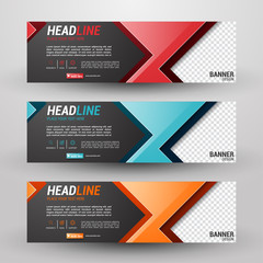 Three banners business with abstract background