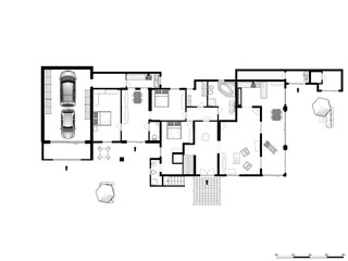 2d floor plan. Black&white floor plan.