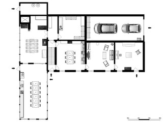2d floor plan. Black&white floor plan.