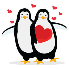 Couple penguin in valentine day isolated on white background