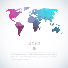 Cool vector global world map with modern triangle pattern. Iinfographics template on isolated white background