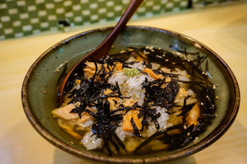 Local traditional Japanese rice with meat and other ingredients