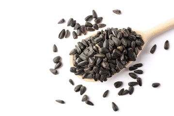 Sunflower seeds isolated on white background.