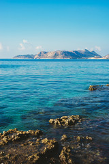 Rocky coastline of mediterranean sea near the city of Kas