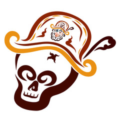 Skull in a pirate hat depicting a pirate's head