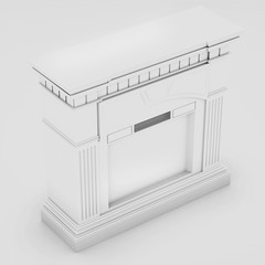 Marble, classic fireplace. 3D render