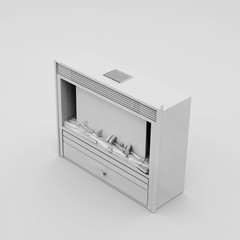 Black and White electric fireplace. 3D render