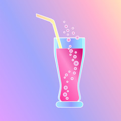 a glass of soda water. colorful gradient vector illustration