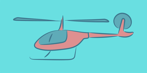 helicopter. vector illustration on a blue background