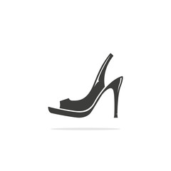 Monochrome vector illustration of a women's shoe, isolated on a white background.