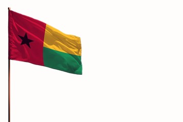 Fluttering Guinea-Bissau isolated flag on white background, mockup with the space for your content.