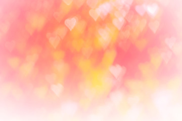 Blurred background of Valentine's day concept. Valentines Day Card. Pastel color tones.multicolored white hearts wallpaper.