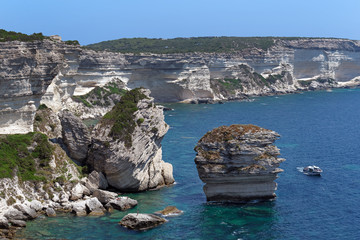 Chalk cliffs of the Bonifacio bay in Corsica