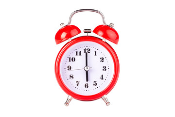 red alarm clock isolated on white background