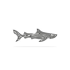 Tribal tattoo design shark . Vector illustration isolated on white background.