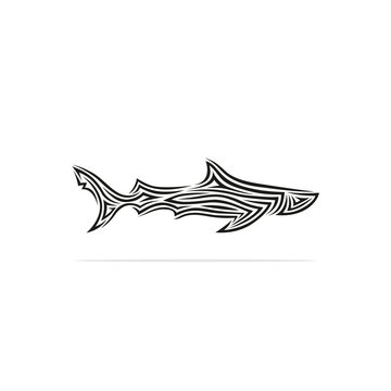 Tribal tattoo design shark . Vector illustration isolated on white  background. Stock Vector | Adobe Stock