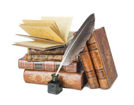 Old books and a quill