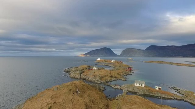 Aerial view of Fl&radic;&bull;v&radic;&para;r with moutains in the background,