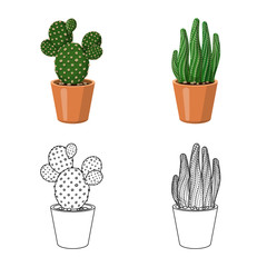 Vector design of cactus and pot sign. Set of cactus and cacti vector icon for stock.