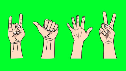 Vector illustration of the isolated gestures by hands