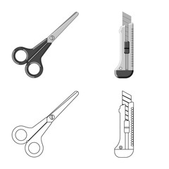 Obraz premium Vector design of office and supply logo. Collection of office and school stock vector illustration.