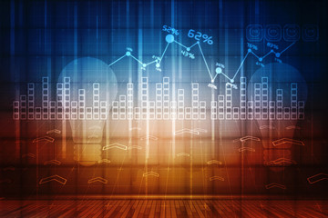 2d rendering Stock market online business concept. business Graph 
