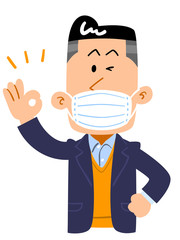 マスクをつけた男性　青年
