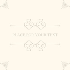 Vintage frame with ornament. Greeting card. Template for your design