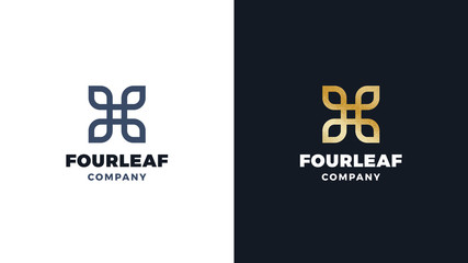 Four leaves Logotype template, positive and negative variant, corporate identity for brands, exclusive product logo