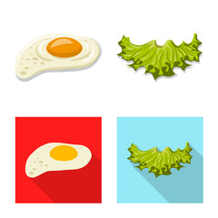 Isolated object of burger and sandwich logo. Collection of burger and slice stock vector illustration.