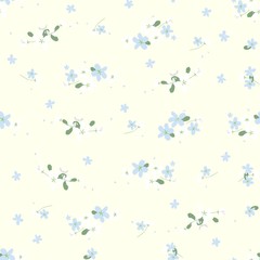 Seamless floral pattern with small cute flowers on light background. Spring light airy texture for Wallpaper, interior, tiles, textiles, scrapbooking, packaging and various types of design. vector.