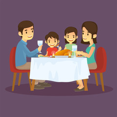 Happy families are dinner in new years eve