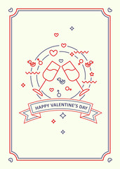 Obraz premium Happy Valentine s day. Greeting card. Line art style