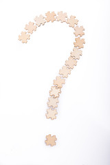 Question mark made from puzzle pieces on white background - 246123551