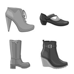 Isolated object of footwear and woman icon. Collection of footwear and foot vector icon for stock.