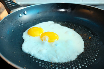 Two Fried Eggs in frying pan