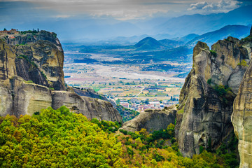 Cliffs rocky formations in Greece Meteora