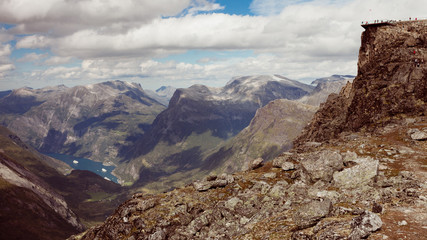 Obraz premium Mountains landscape with Dalsnibba viewpoint, Norway