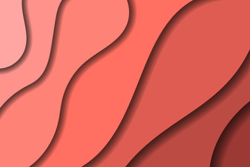 Paper cut banners with 3D abstract background with pink waves and shadows. Layout for banner, poster, greeting card. Vector illustration.