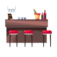 Hotel restaurant bar stools champagne and wine
