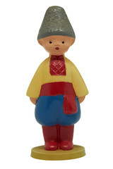 statuette boy in Russian national costume isolated white background