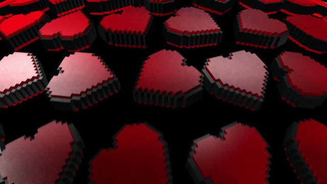 8 bits pixel heart animation. Retro arcade video game Valentine&acute;s Day background.