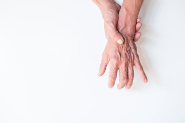 Fototapeta premium Hands and fingers of elderly men with rheumatoid and musculoskel