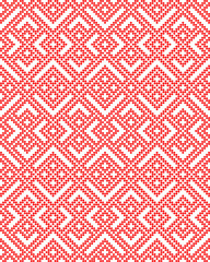 Seamless traditional Russian and slavic ornament.Red circles.