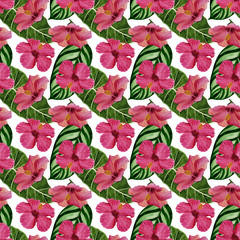 Seamless tropical pattern. Watercolor illustration.