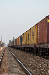 Fototapeta premium Freight train on the track
