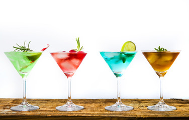 Colorful summer cocktails on a table