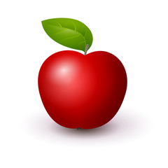 Red Apple Isolated on White Background , Vector Illustration