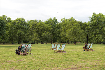 sunbeds in a London park